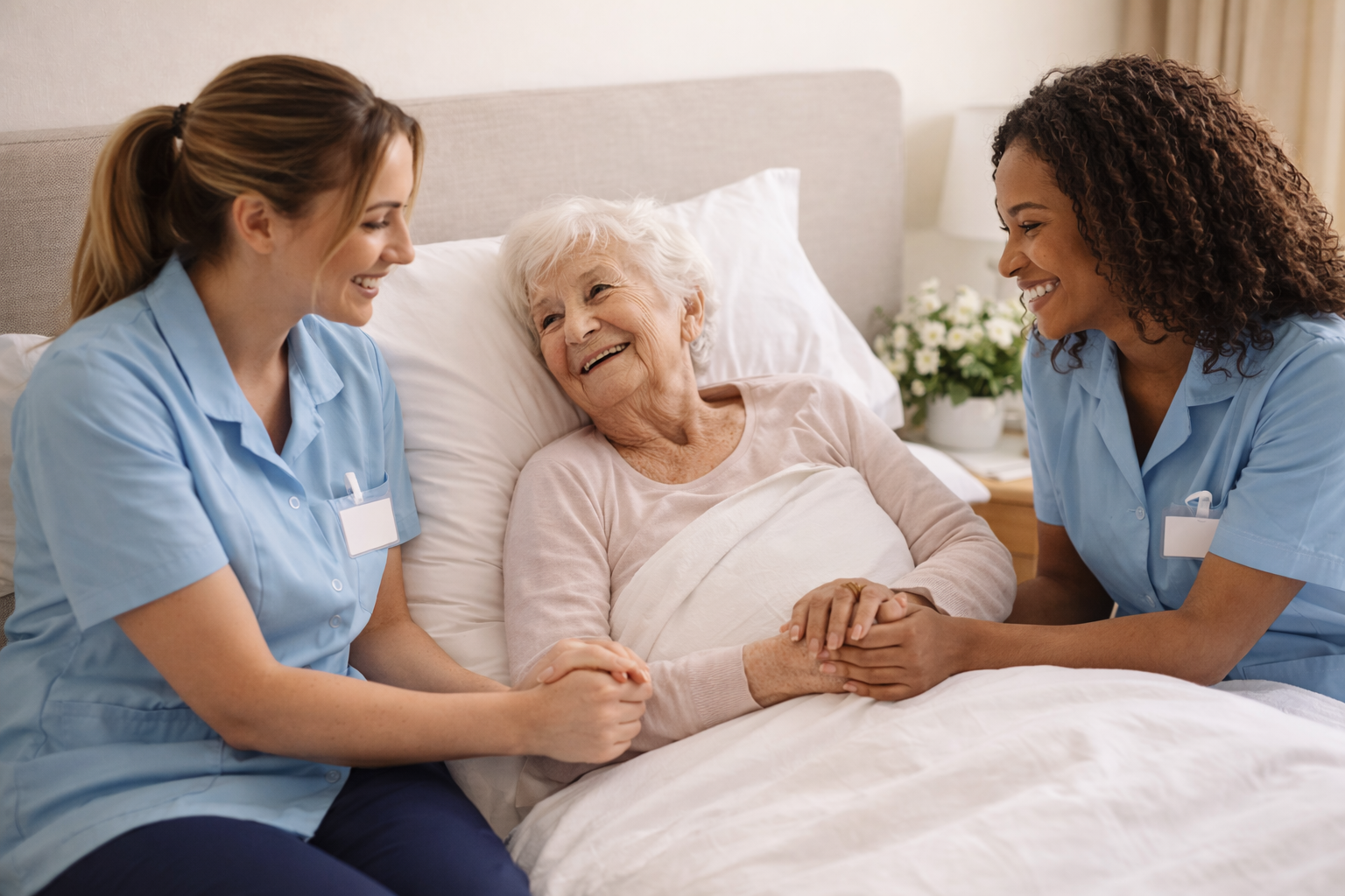 Caring moments with friendly smiles